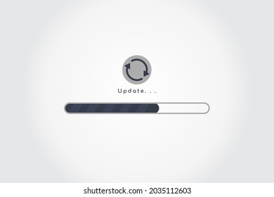 Icono de sistema de actualización, Icono de progreso de aplicación mejorado para diseño gráfico y web, Crear proceso, Actualizar vector de sistema, fondo gris