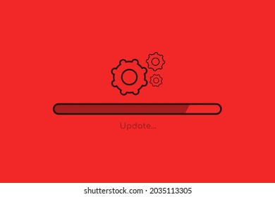 Update system icon, Improved application progress icon concept for graphic and web design, Create process, Update system vector, red background