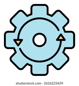 Update system icon. Outline update system vector icon color flat isolated