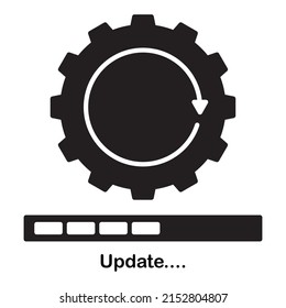 Update system progress icon in modern silhouette style design. Vector illustration isolated on white background.