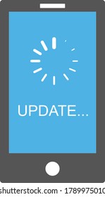 update system software icon on white background. flat style. upgrade concept. loading process in smartphone screen.