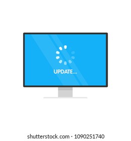 Update System software and upgrade concept. Loading process in monitor screen. Vector illustration