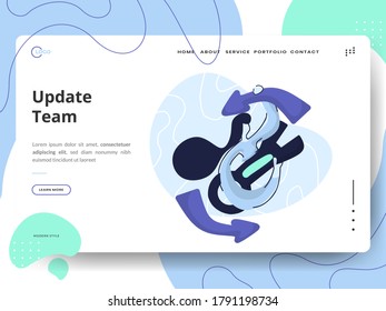 Update Team Illustration,the concept of Teamwork, can be used for landing pages, web, ui, banners, templates, backgrounds, flayer, posters, development.