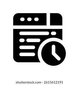 update time glyph icon. Strong and solid vector icon for websites, mobile interfaces, presentations, and visual branding. High quality and easy to edit.