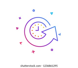 Update time line icon. Refresh watch sign. Gradient line button. Update time icon design. Colorful geometric shapes. Vector