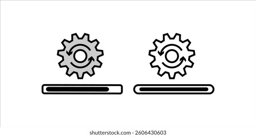 Update, upgrade, progress bar and install concept editable stroke outline icon isolated on white background flat vector illustration. Pixel perfect.