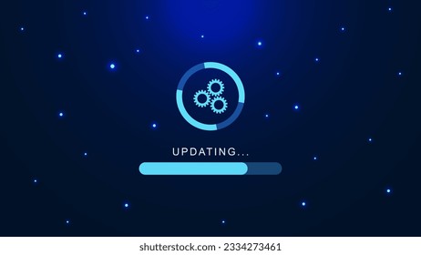 Update or upgrading software new version. Upgrade computer program with gear concept for technology background. Vector illustration.