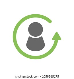 Update User flat vector pictogram. Colored update user, gray, black, blue, green icon variants. Flat icon style for application design.