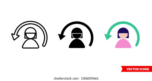 Update user skin icon of 3 types: color, black and white, outline. Isolated vector sign symbol.