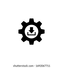 Update vector icon in black solid flat design icon isolated on white background