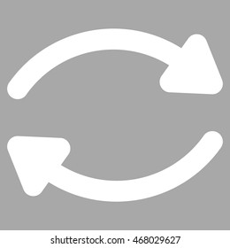 Update vector icon. Style is outline flat icon symbol, white color, silver background.