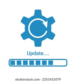 Update Vector Icon, Upgrade System Sign, Installing Software, Gear Settings, Application Update Process Completed, Refresh Button, Update Status Symbol, Updating System Software Vector Illustration