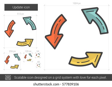 Update vector line icon isolated on white background. Update line icon for infographic, website or app. Scalable icon designed on a grid system.