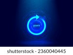 Update virtual screen icon. abstract update concept. sync sign in Circle Processing. refresh, reload. Computer program upgrade business technology. Blue hi-tech  background vector illustrator eps10 