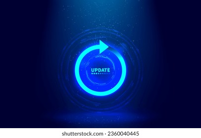 Update virtual screen icon. abstract update concept. sync sign in Circle Processing. refresh, reload. Computer program upgrade business technology. Blue hi-tech  background vector illustrator eps10 