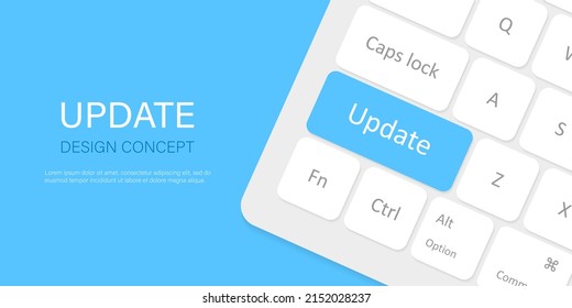 Update word on pc computer keyboard. Success System Updating to new software version. Vector illustration EPS 10