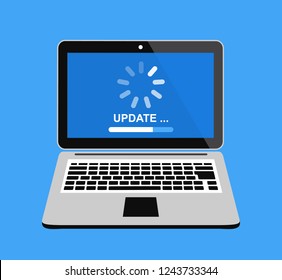 Update Your Computer's Software. The Boot Process In The Laptop Screen. Vector Stock Illustration