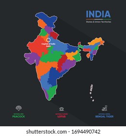 Updated Colorful Political Map of India 