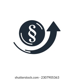 Updated paragraph and up pointing arrow. New order.Vector linear icon isolated on white background.