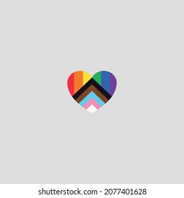 Updated Pride Flag In Heart Shape Vector