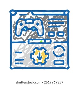 updates game development doodle icon sketch vector. updates game development sign. isolated symbol illustration