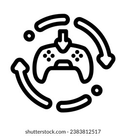 updates game development line icon vector. updates game development sign. isolated contour symbol black illustration