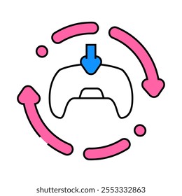 Icono de línea de desarrollo de juegos de Actualizar. Vector de desarrollo de juegos de Actualizar. Ilustración de símbolo aislado