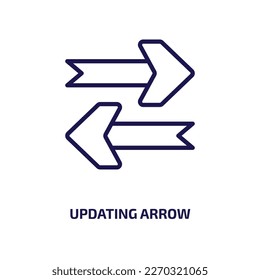 updating arrow icon from user interface collection. Thin linear updating arrow, update, refresh outline icon isolated on white background. Line vector updating arrow sign, symbol for web and mobile
