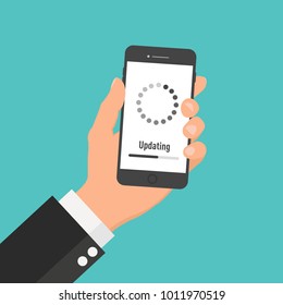 Updating process concept. Flat design vector illustration