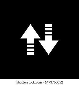 Up-Down Arrow Icon On Black Background. Black Flat Style Vector Illustration.