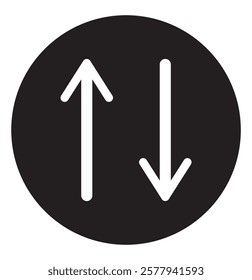  up-down icon. A small two-way black direction symbol. Isolated on a white background design eps 10 