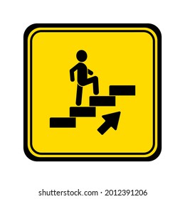 nach oben gerichtete Treppe-Symbol auf weißem Hintergrund