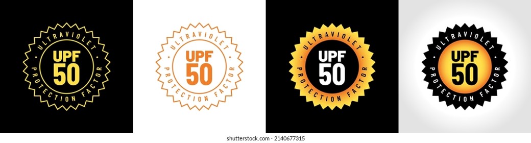 UPF icon set. Ultraviolet Protection Factor sign set. Ultra violet sunrays protection symbol set. Vector illustration. 