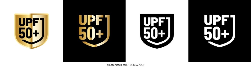 UPF icon set. Ultraviolet Protection Factor sign set. Ultra violet sunrays protection symbol set. Vector illustration. 