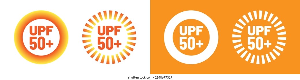 UPF icon set. Ultraviolet Protection Factor sign set. Ultra violet sunrays protection symbol set. Vector illustration. 