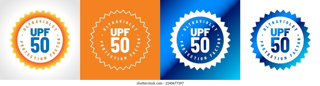 UPF icon set. Ultraviolet Protection Factor sign set. Ultra violet sunrays protection symbol set. Vector illustration. 