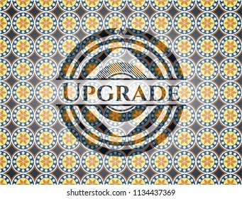 Upgrade arabic style badge. Arabesque decoration.