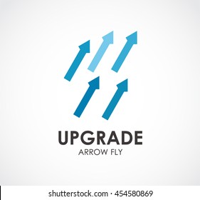 Upgrade of arrow fly abstract vector and logo design or template development business icon of company identity symbol concept