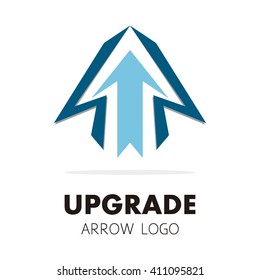 Upgrade arrow up of growing abstract vector and logo design or template development business icon of company identity symbol concept