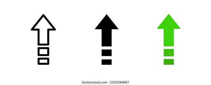 Upgrade arrow icon. Increase upward symbol. Level up arrow vector illustration. Chart boost sign. Growth pictogram. Success raising arrow isolated concept. Green profit diagram.