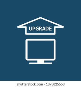 Upgrade banner. Vector design with computer monitor and upgrade arrow