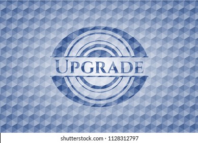 Upgrade blue emblem with geometric pattern.