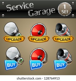 Upgrade and buy parts icons for race game-set 1