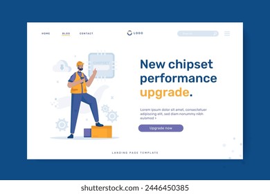 Upgrade chipset illustration on landing page design