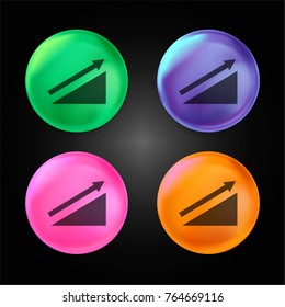 Upgrade crystal ball design icon in green - blue - pink and orange.