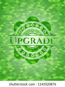 Upgrade green emblem. Mosaic background
