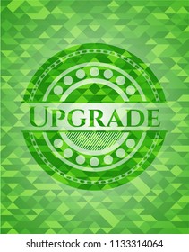 Upgrade green emblem with triangle mosaic background