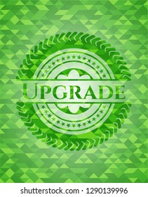 Upgrade green emblem with triangle mosaic background