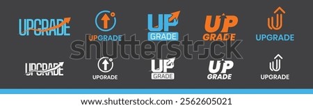 Upgrade Logo Template Bundle for Your Business. Arrow-up icon or illustration with color and monochrome style