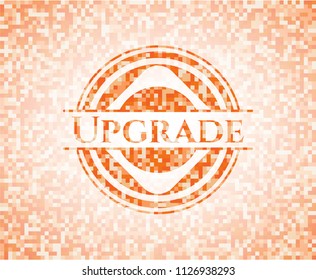 Upgrade orange mosaic emblem with background